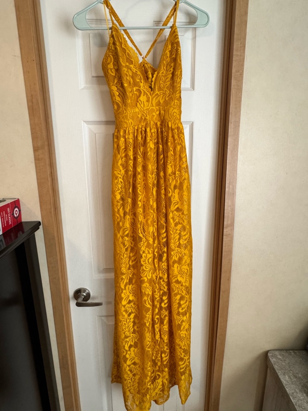 Fashion Nova Yellow Lace Maxi Dress